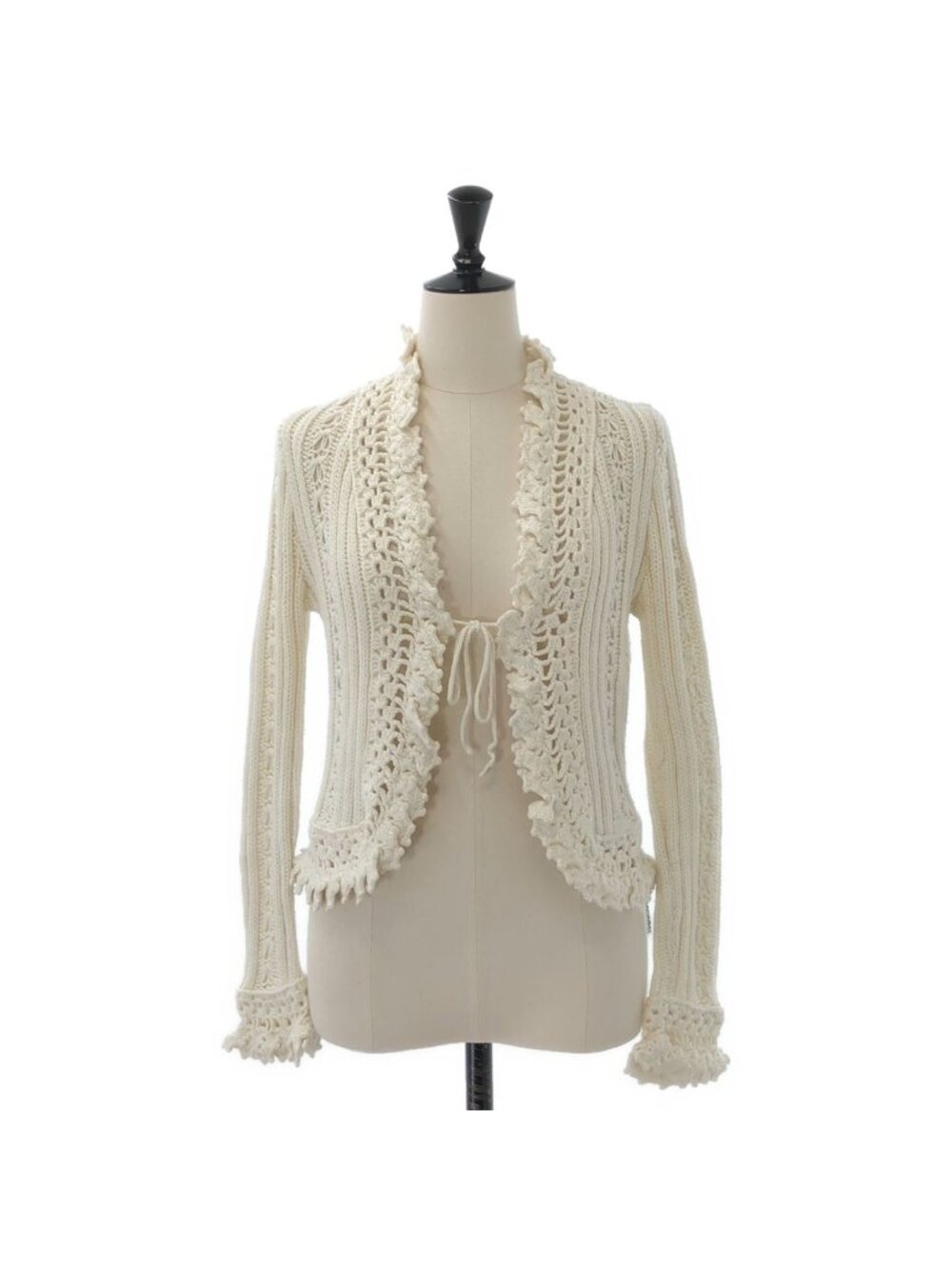Chanel Lace Clochette Knit Cardigan Ivory 42